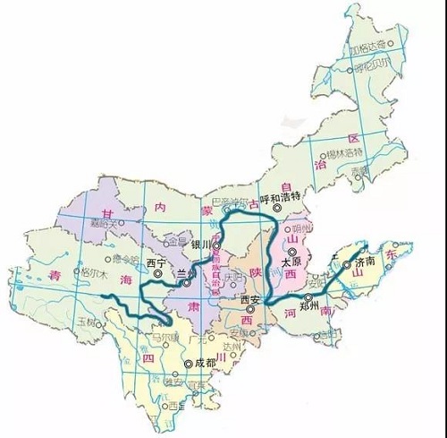 在中国地图上黄河流域如下图所示,其中黄河以北的省份(包括黄河流经的